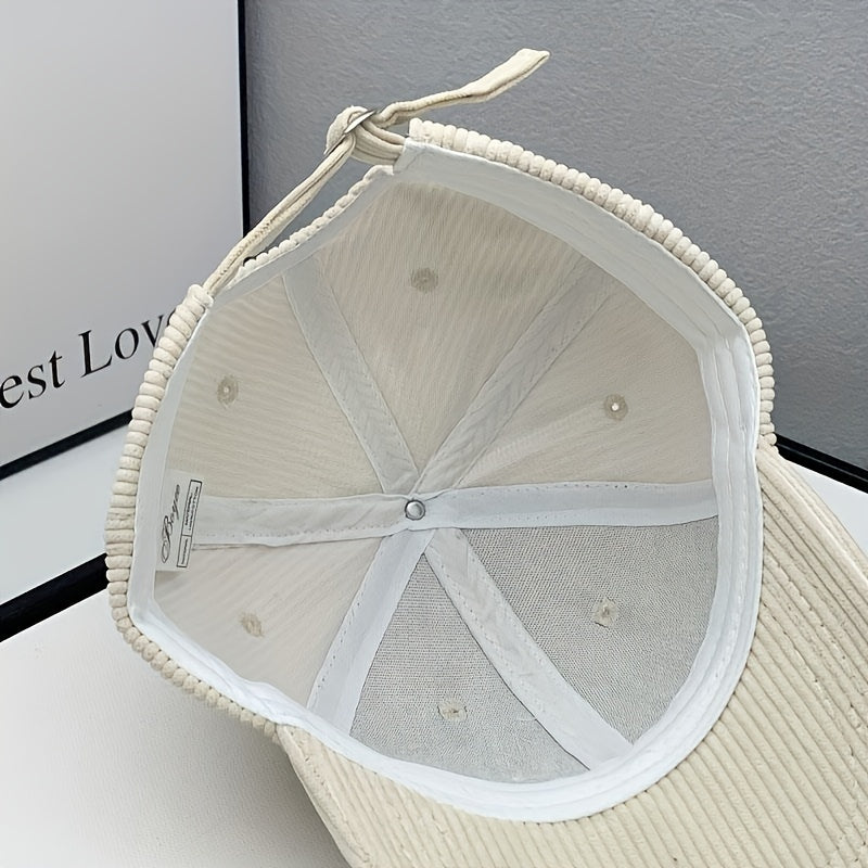 Corduroy R Letter Hat For Men Women Baseball Cap