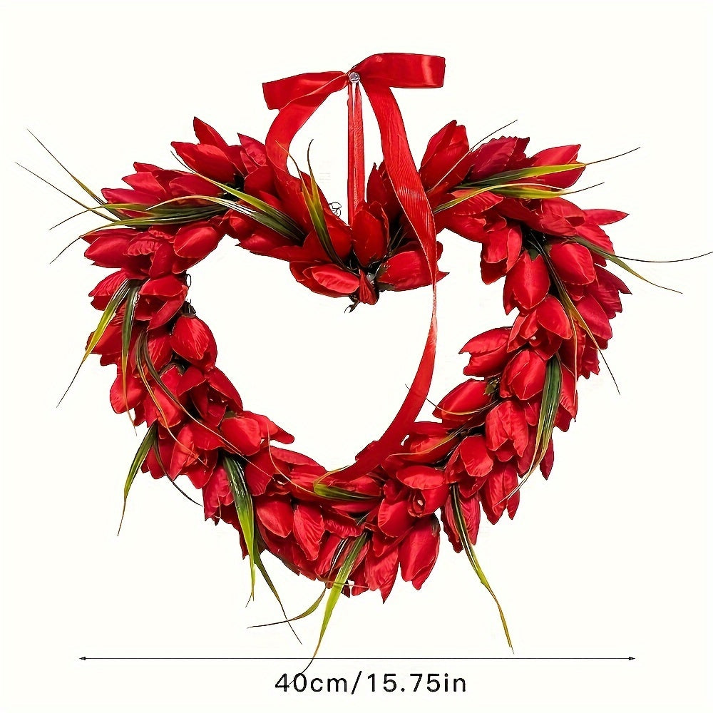 Tulip Heart Garland Indoor Outdoor Decoration Window Showcase Party Supplies