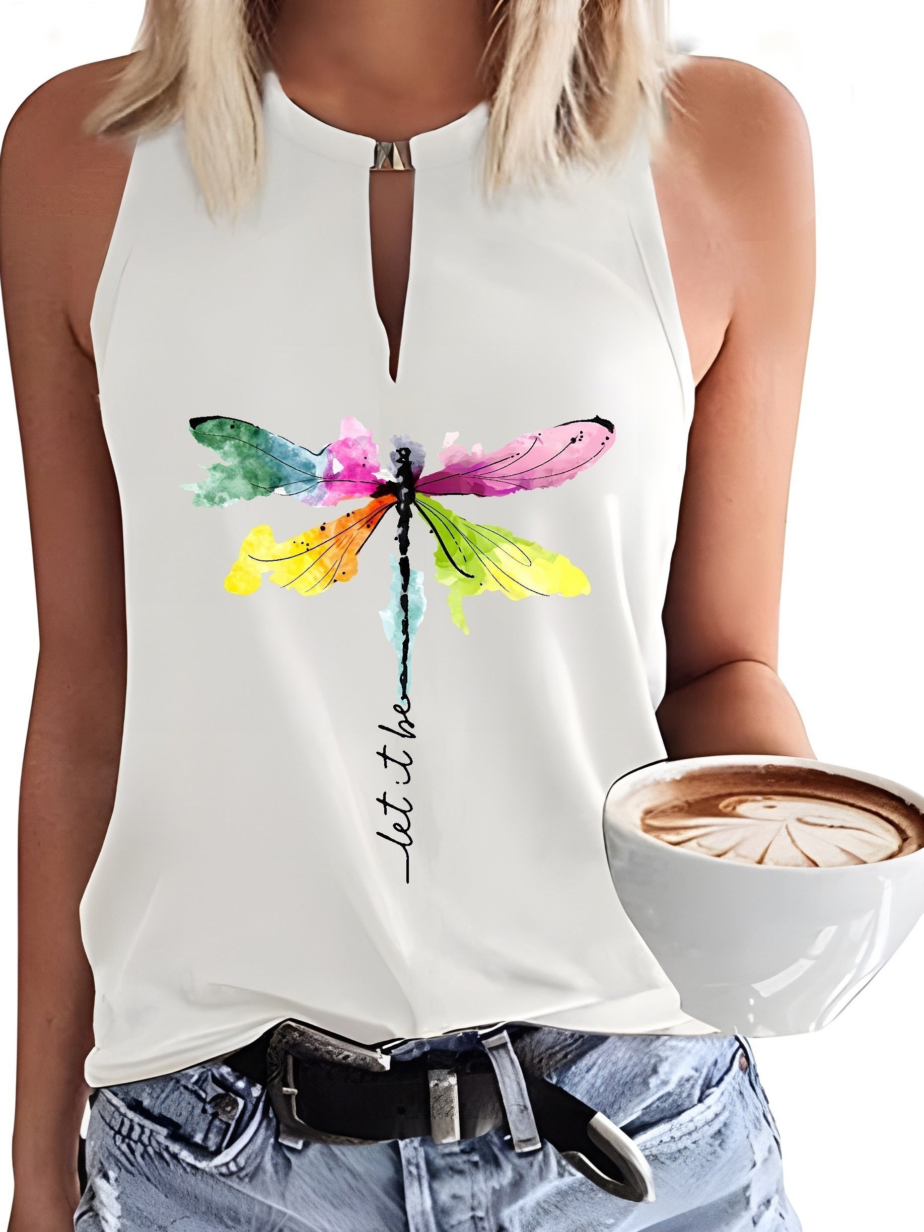 Dragonfly Print Tank Top for Women