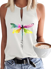 Dragonfly Print Tank Top for Women