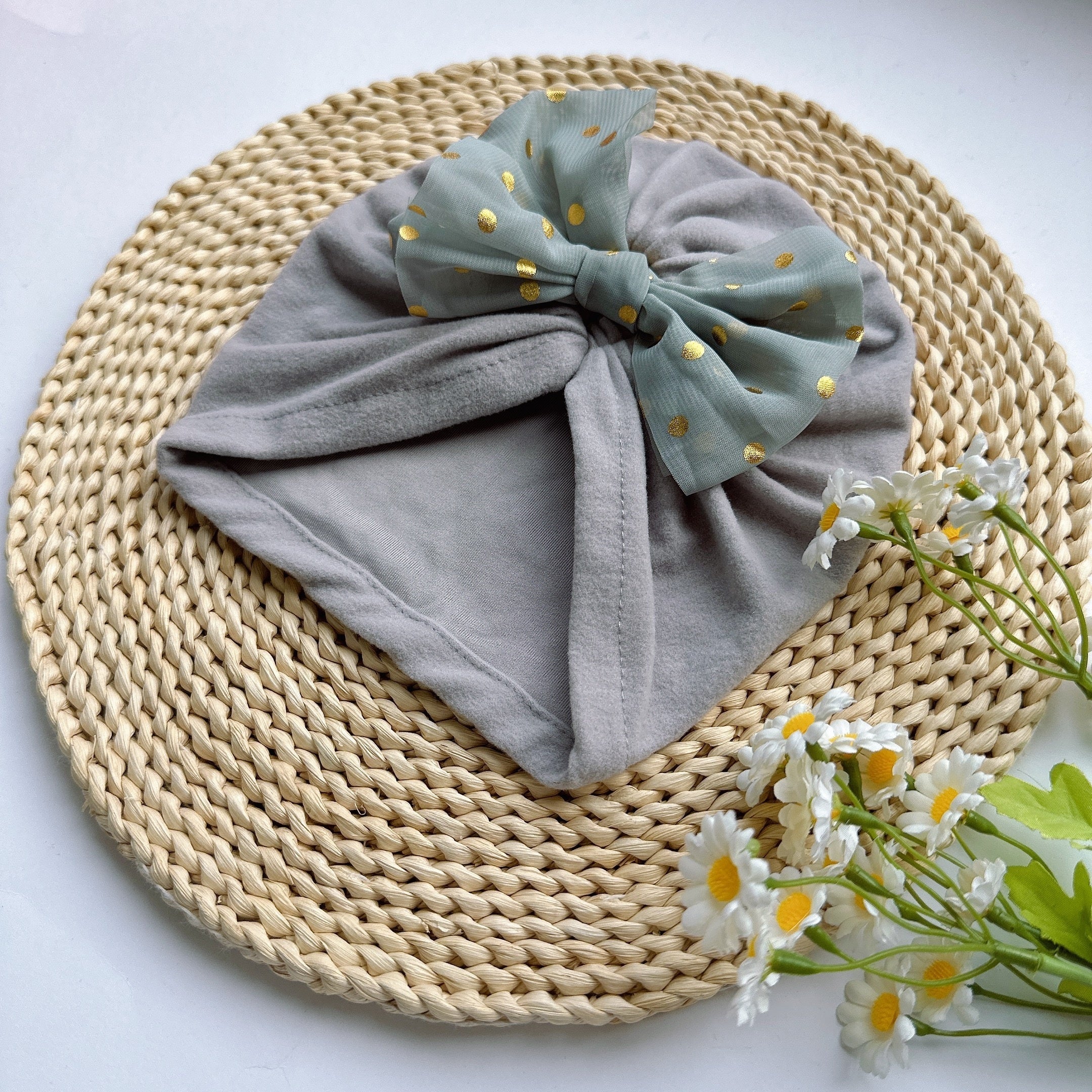 Baby Spring Summer Thin Headband Soft Bowtie Baby Hat