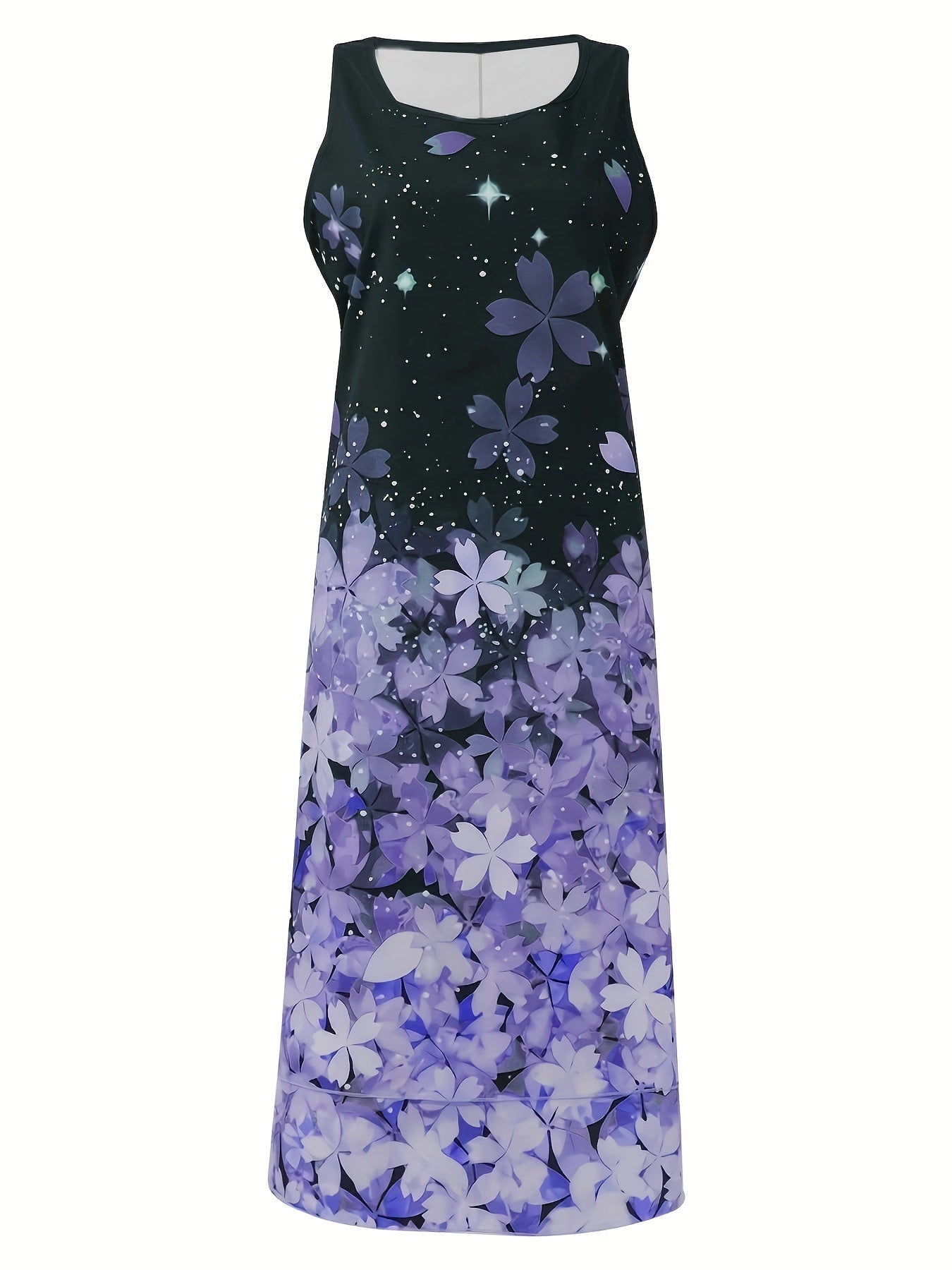 Solid Open Front Coat & Floral Print Tank Dress Set