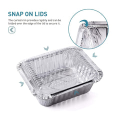 50pcs Small Disposable Aluminum Foil Pans With Lids for Cooking Baking Meal Prep