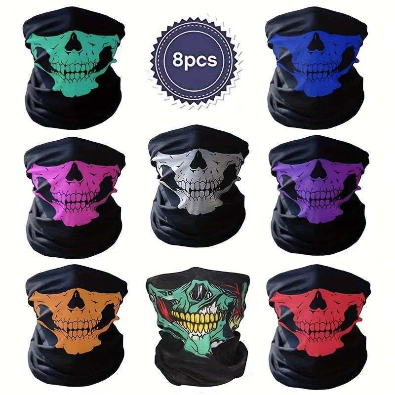 8pcs Halloween Skull Headbands Masks Men Women Sports Balaclava Hats