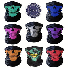 8pcs Halloween Skull Headbands Masks Men Women Sports Balaclava Hats