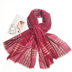 Striped Fringed Scarf Soft Breathable Shawl Sunscreen Windproof Headscarf