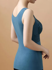 Lace Thermal Underwear Soft V Neck Sleeveless Top