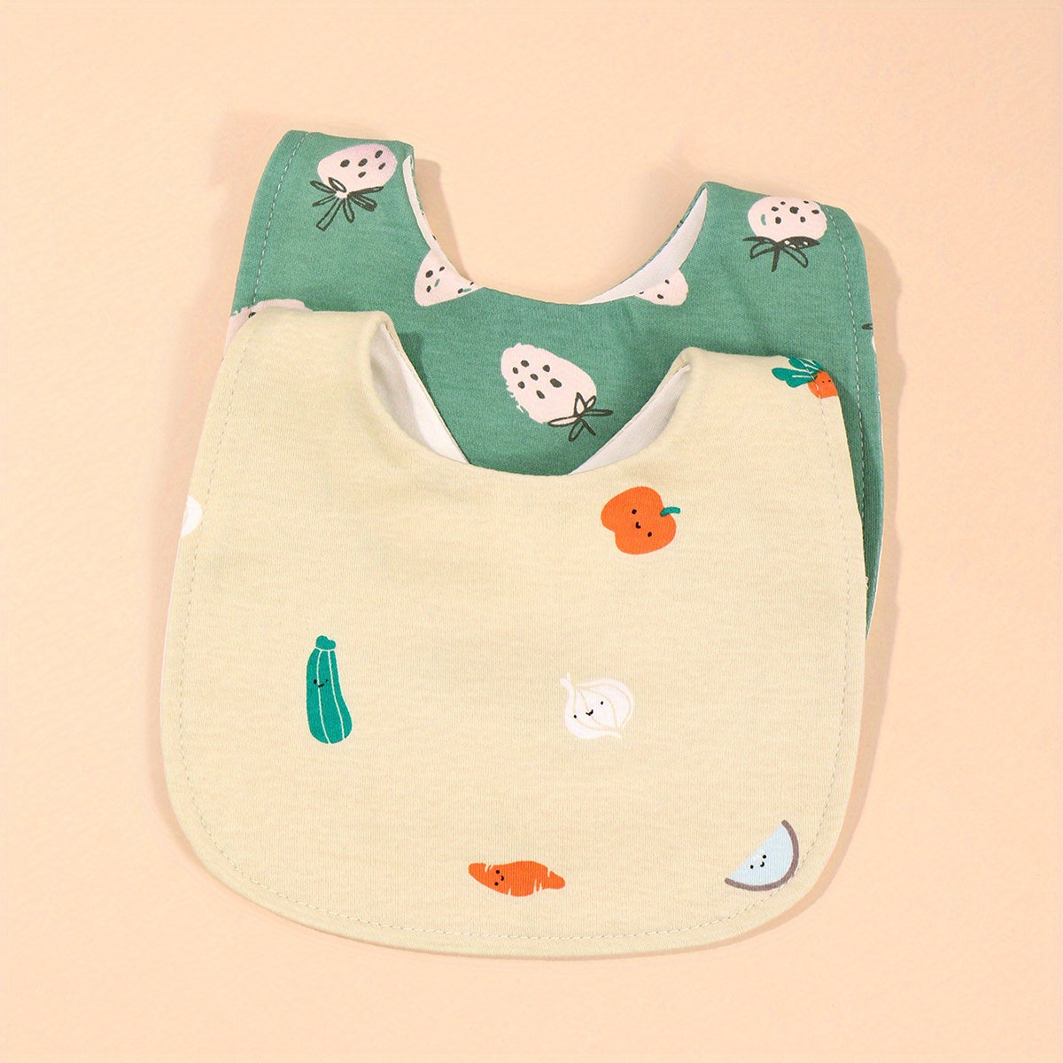 2pcs Baby Bibs Waterproof Drooling Towels U-shaped Design