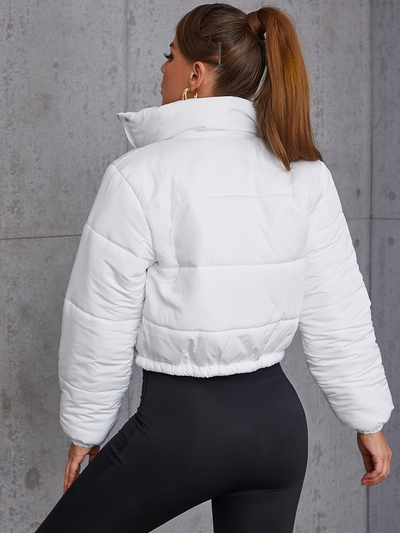 Button Front Zip Up Padded Coat Winter Outerwear