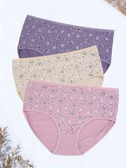 3 Pack Plus Size Women's Ditsy Floral Print Underwear Set