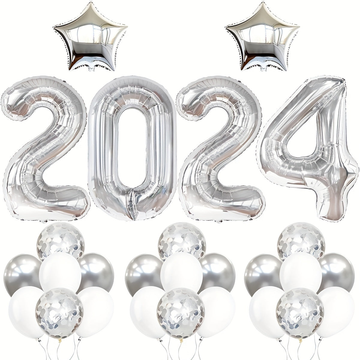 35pcs Silvery Year Theme Party Balloons Decoration Set