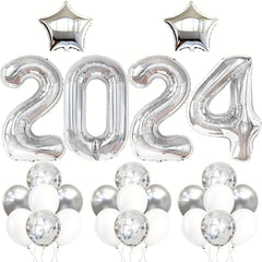 35pcs Silvery Year Theme Party Balloons Decoration Set