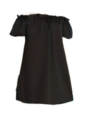 Off Shoulder Ruffle Trim Dress Casual Short Sleeve Loose Dress