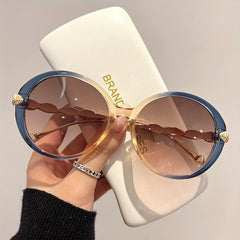 Gradient Frame Sunglasses Leaf Metal Temple UV400