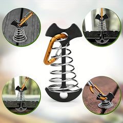 10pcs Fishbone Deck Anchor Pegs With Carabiners Aluminium Tie Down Stakes