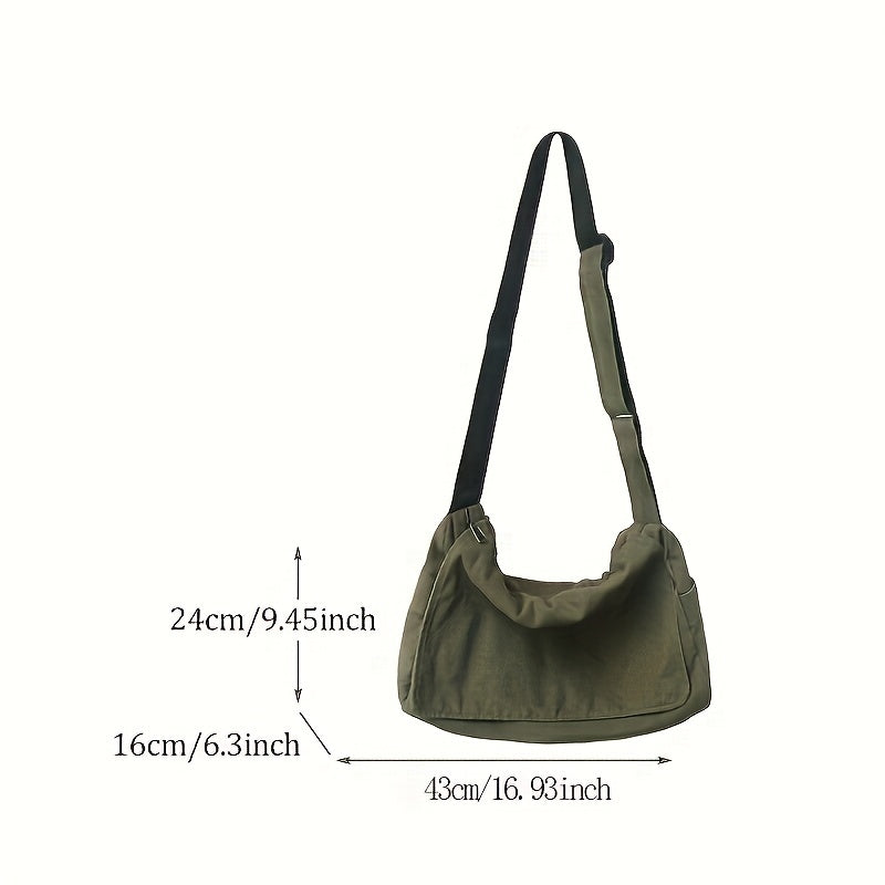 Men's Canvas Messenger Bag Large Capacity Crossbody Bag