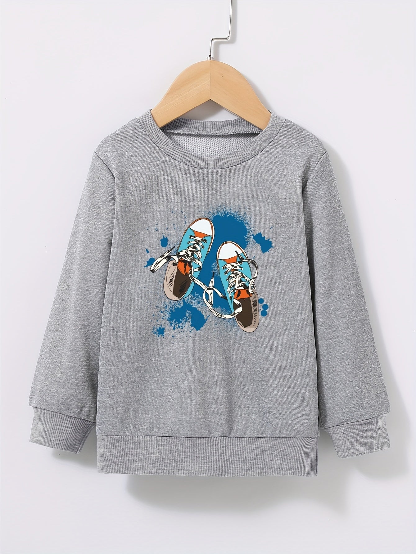 Canvas Shoes Pattern Kid's Sweatshirt Paint Splash Print Long Sleeve Top