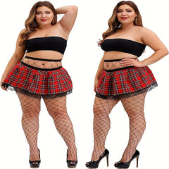 3 Pairs Plus Size Sexy Stockings Set Solid Hollow Out Fishnet Tights