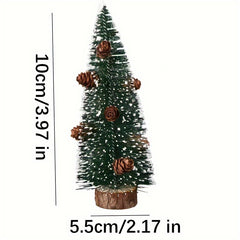Mini Artificial Christmas Trees Snow Trees with Wooden Base for Christmas Decor