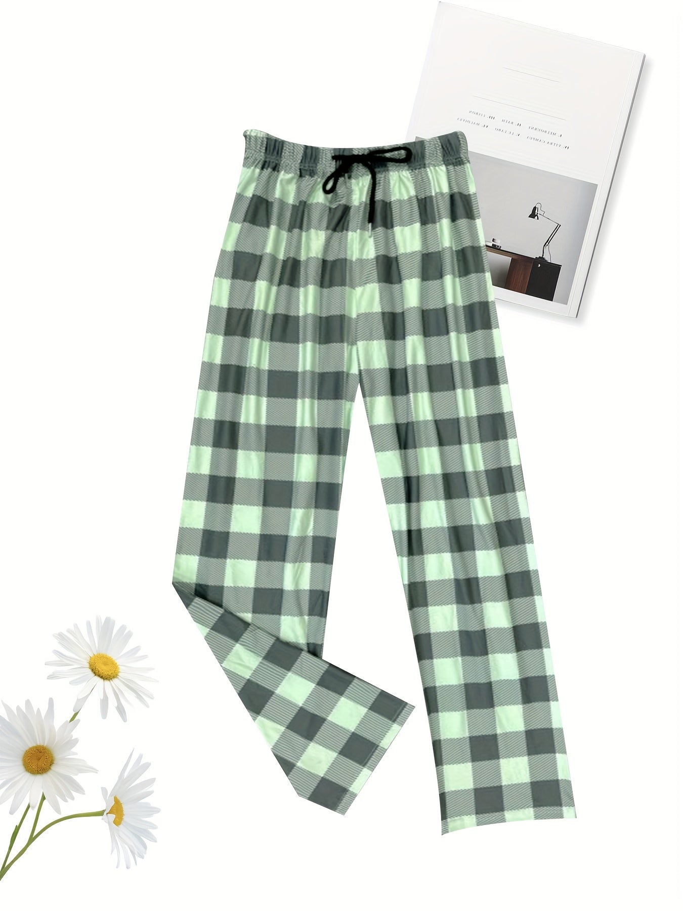 Checkerboard Print Yoga Pants Wide Legs Women's Activewear