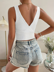 Y2K Knit Crop Tank Top Backless Summer Women's Clothing