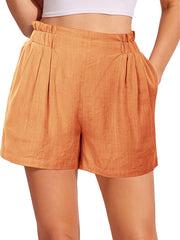 Elastic Waist Pleated Shorts Summer Casual Women's Clothing