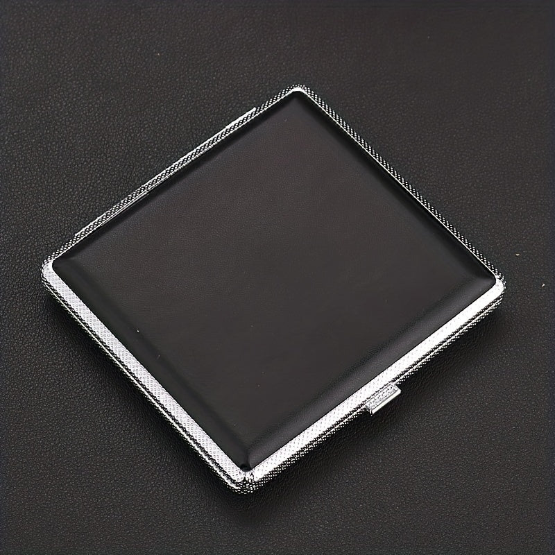 Leather Cigarette Case Metal Box Portable For 20 Cigarettes