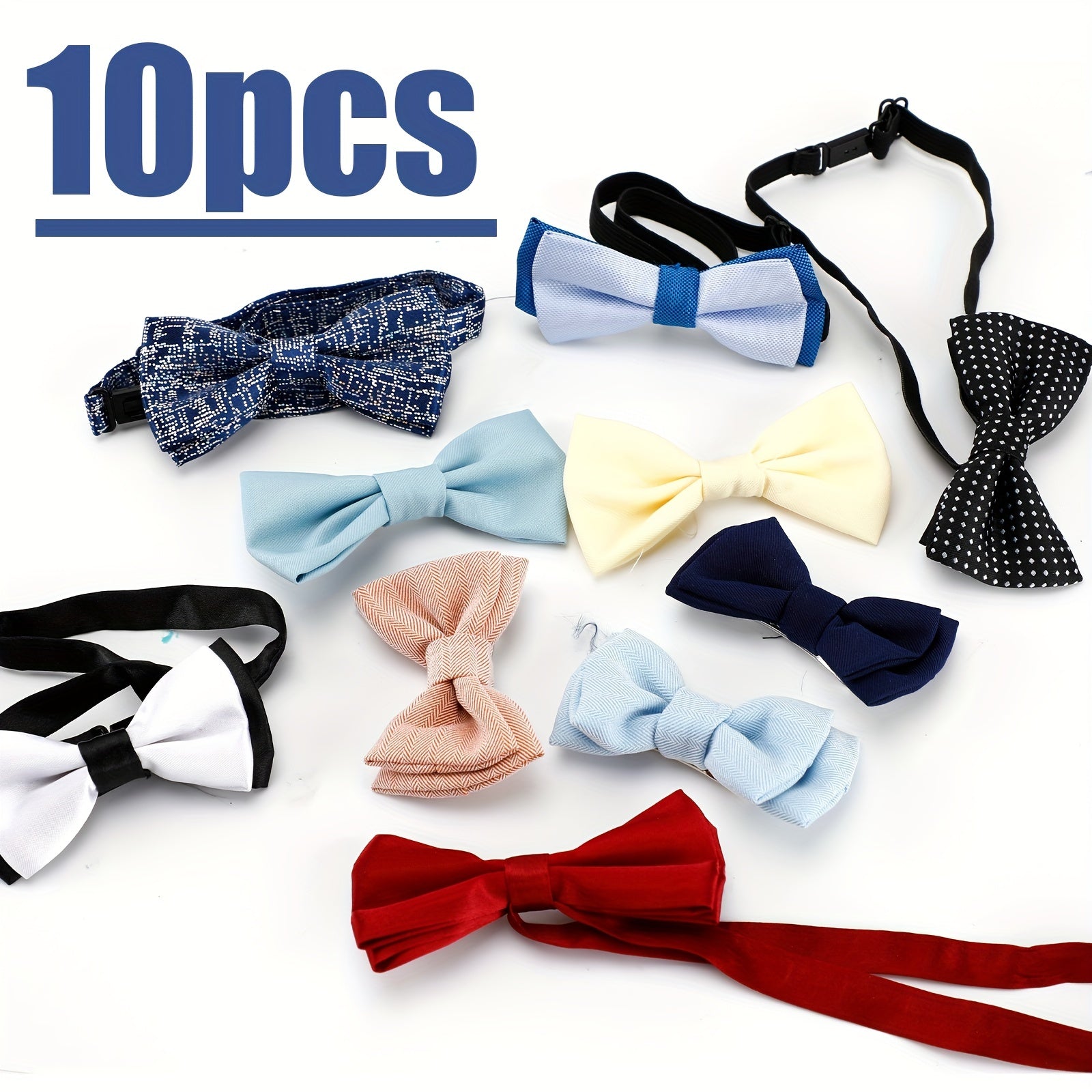 10pcs Boys Ties Elegance Adjustable Toddler Ties Pin Bow Ties For Kids