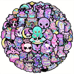 50pcs Pink Gothic Waterproof Stickers for Skateboards Helmets Backpacks