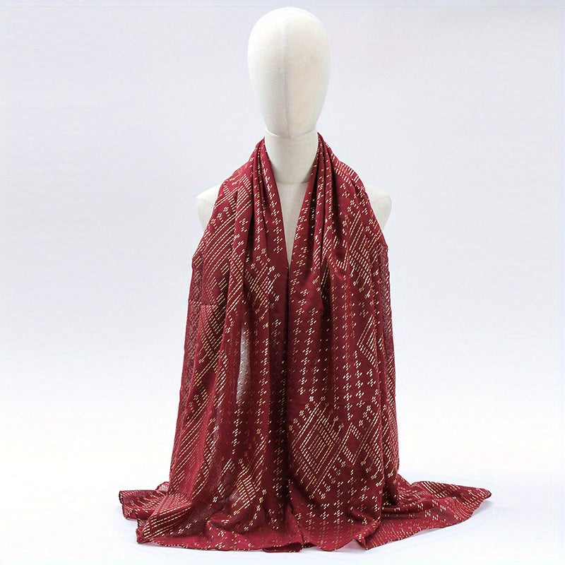 Hot Stamping Hijab Vintage Solid Scarf Women Turban Boho Shawl