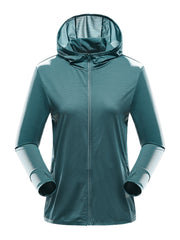 Women's Sun Protection Hooded Jacket Lightweight Long Sleeve Cooling Ice Silk