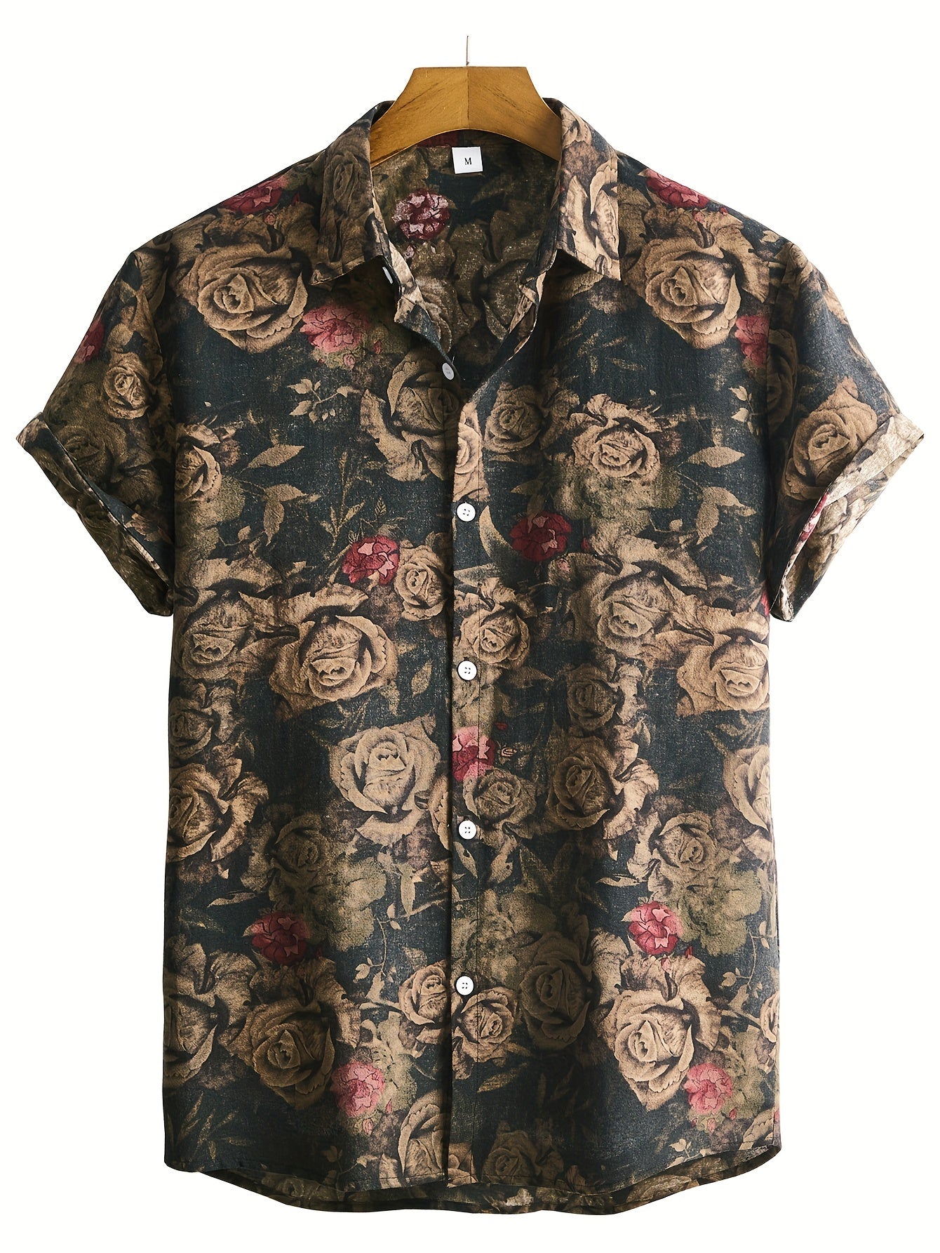 Men's Retro Ethnic Print Camp Collar Bowling Shirt