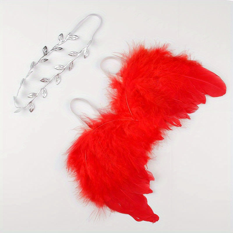 2pcs Feather & Leaf Headband Set for Newborn Photography