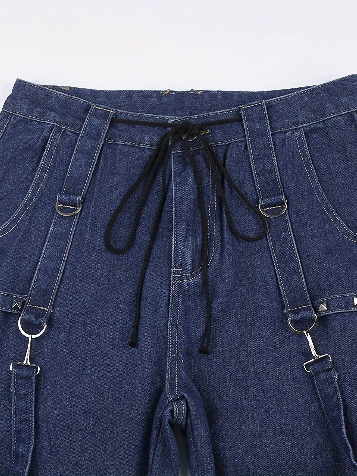 Eyelet Chain Strap Baggy Jeans Punk Y2K Style