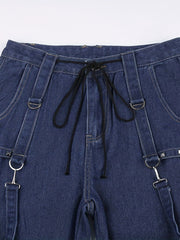 Eyelet Chain Strap Baggy Jeans Punk Y2K Style
