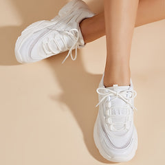 Women's Platform Mesh Sneakers Low Top Round Toe Heightening Shoes