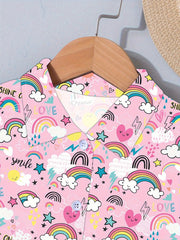 Kids Cartoon Graphic Short Sleeve Shirt