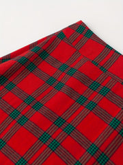 Plaid Pattern Zipper Back Casual Bodycon Skirt