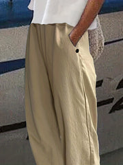 Elastic Waist Solid Casual Pants Loose Sports Pants With Pocket