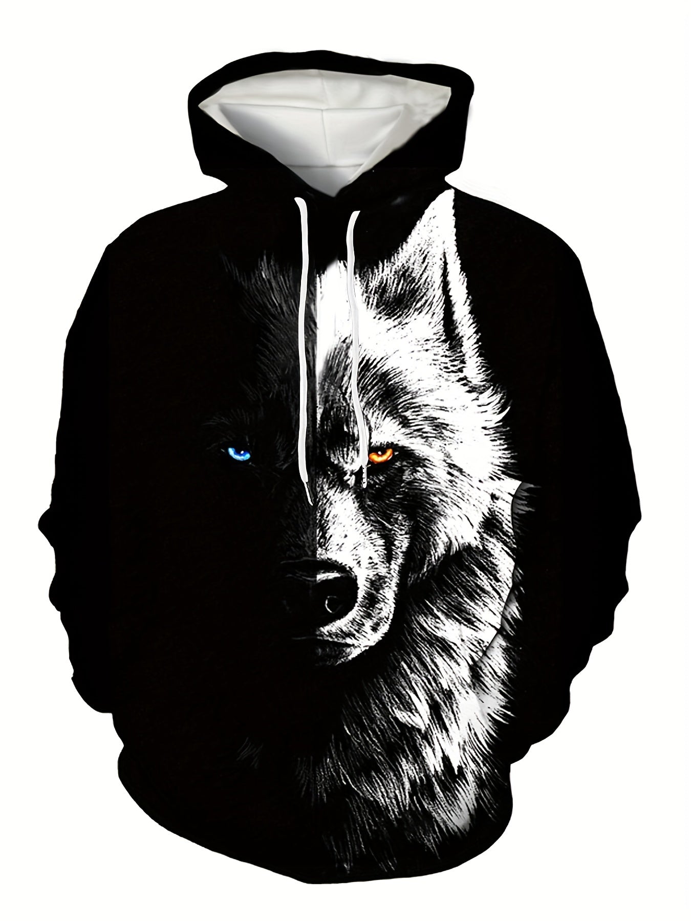 3D Digital Cat Print Hoodies For Men Graphic Sweatshirt With Kangaroo Pocket