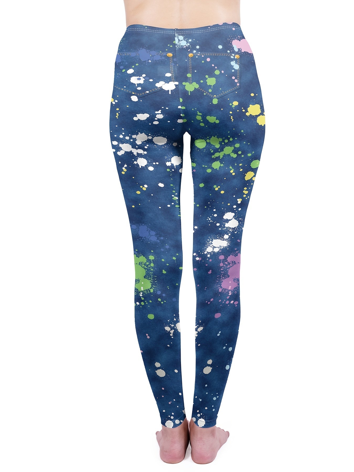 Graffiti Print High Waist Leggings - Stylish Skinny Leggings