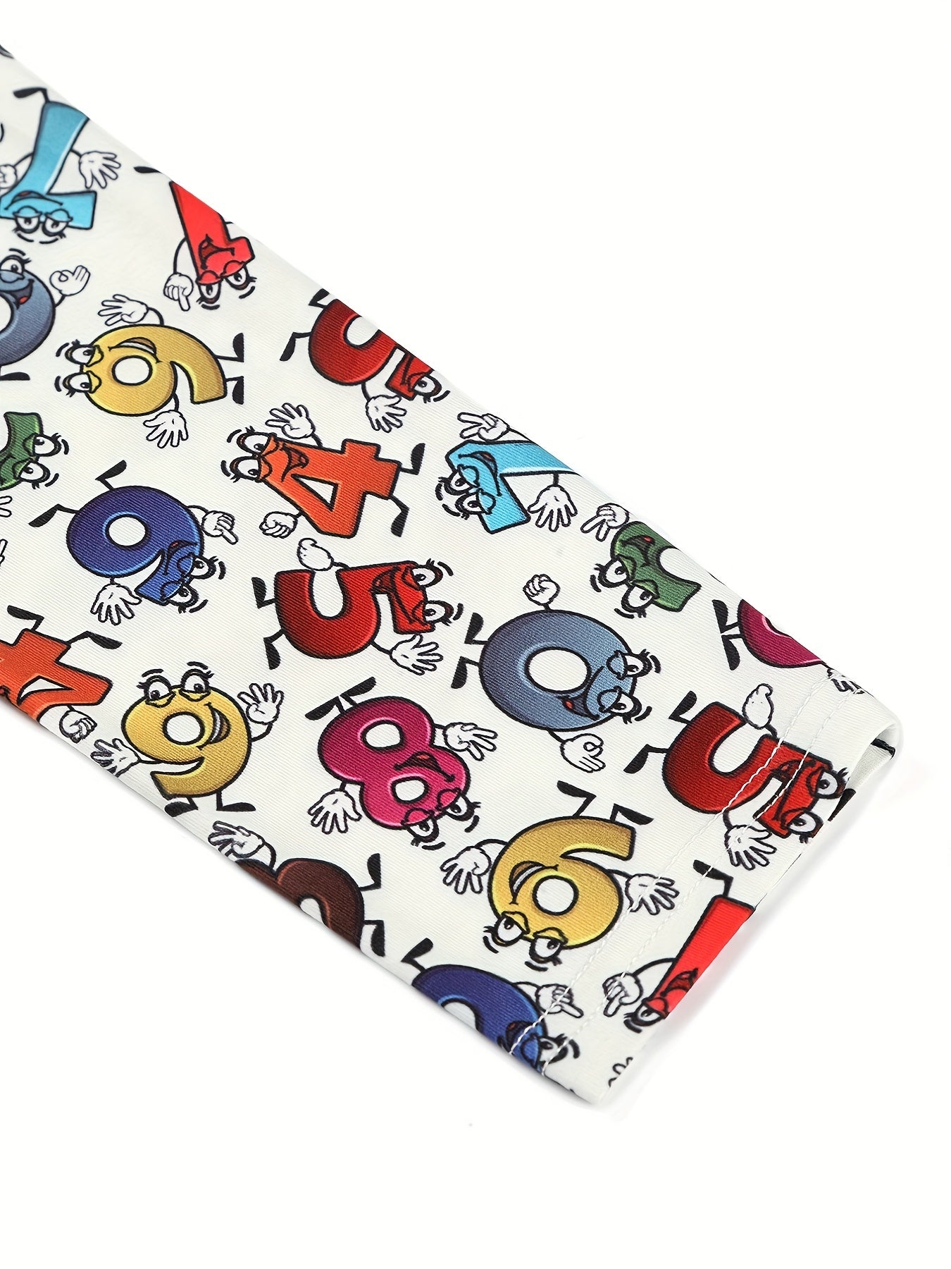 Girls Fancy Number Print Leggings Slim Fit Stretchy Pants