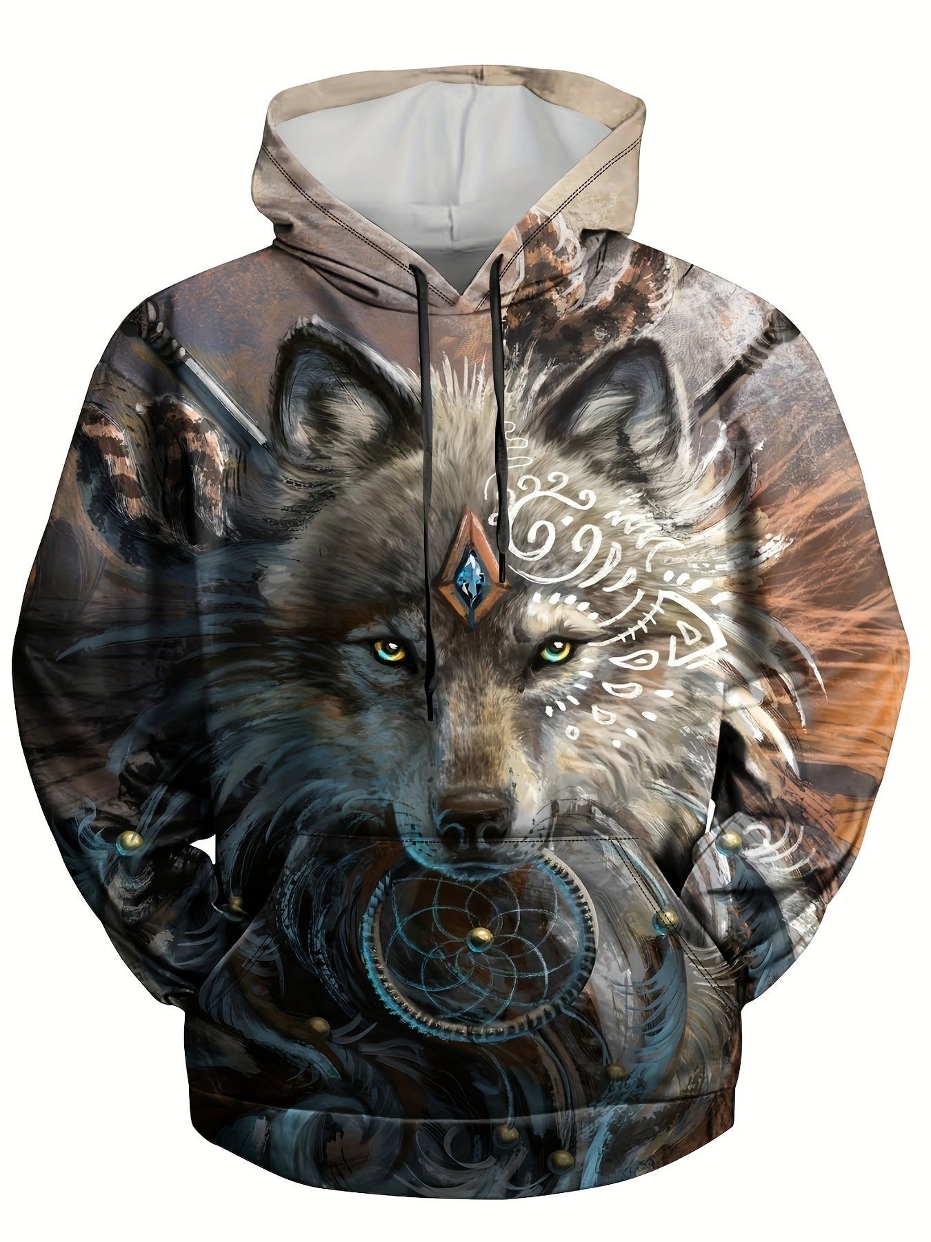 Men's Graphic 3D Print Hoodie Loose Pullover Autumn Winter Hooded Sweatshirt