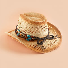 Men's Summer Western Cowboy Straw Beach Hat