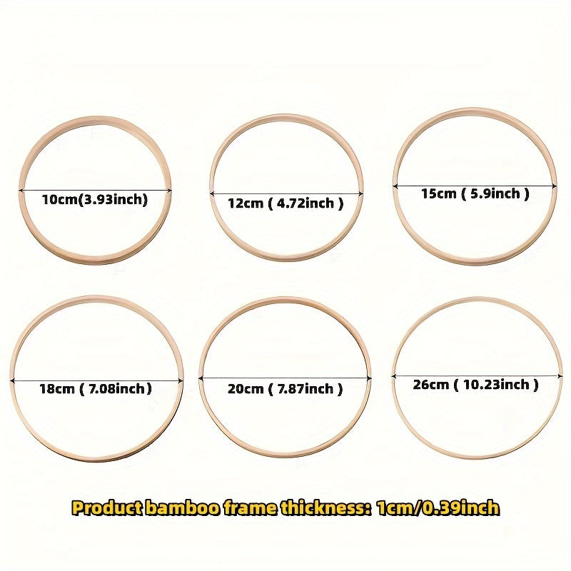 5pcs Wooden DIY Embroidery Hoop Cross Stitch Bamboo Circle Ring