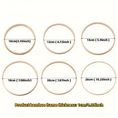 5pcs Wooden DIY Embroidery Hoop Cross Stitch Bamboo Circle Ring