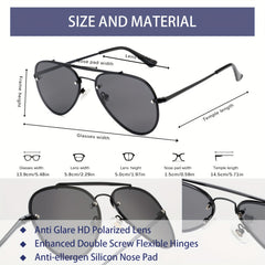 VIVIENFANG Rimless Polarized Aviator Sunglasses Retro 70s Top Bar UV Protection