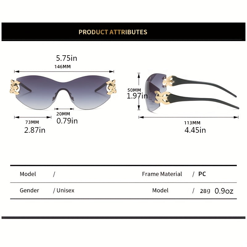 Y2K Wrap Around Sunglasses UV400 Gradient Sun Shades