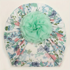 Chiffon Double Floral Baby Headscarf For 0-3 Years