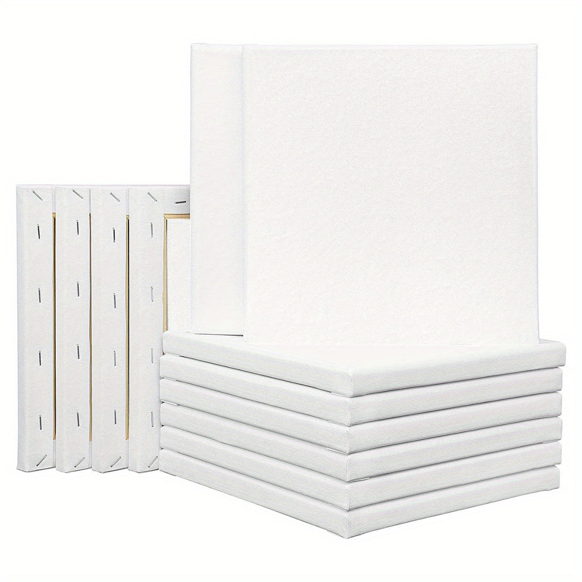 8pcs 8x8 Professional Stretched Canvas Heavy Duty Gesso Triple Primed
